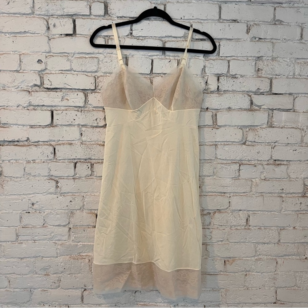 Vintage Vanity Fair Sheer Floral Lace and Nylon Slip Chemise Lingerie
